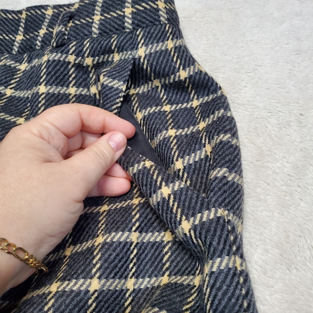 Jones New York Gray Cream Plaid Wool Skirt 10 Academia Classic Office Old Money - Picture 3 of 8